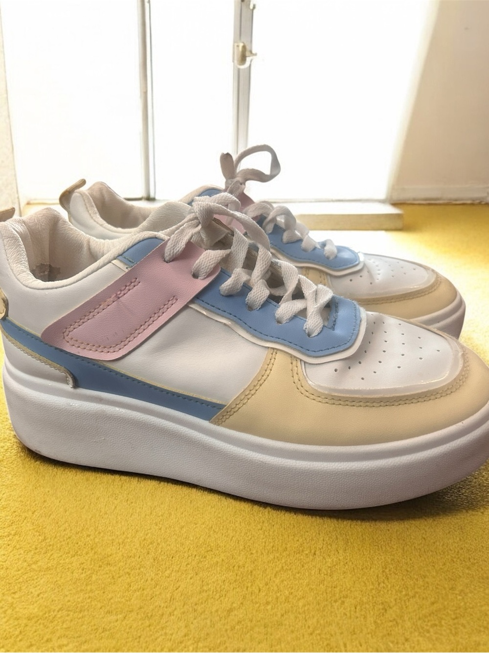 Pastel Platform Sneakers - White, Blue, Pink, Yellow